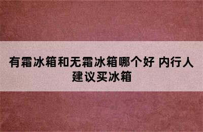 有霜冰箱和无霜冰箱哪个好 内行人建议买冰箱